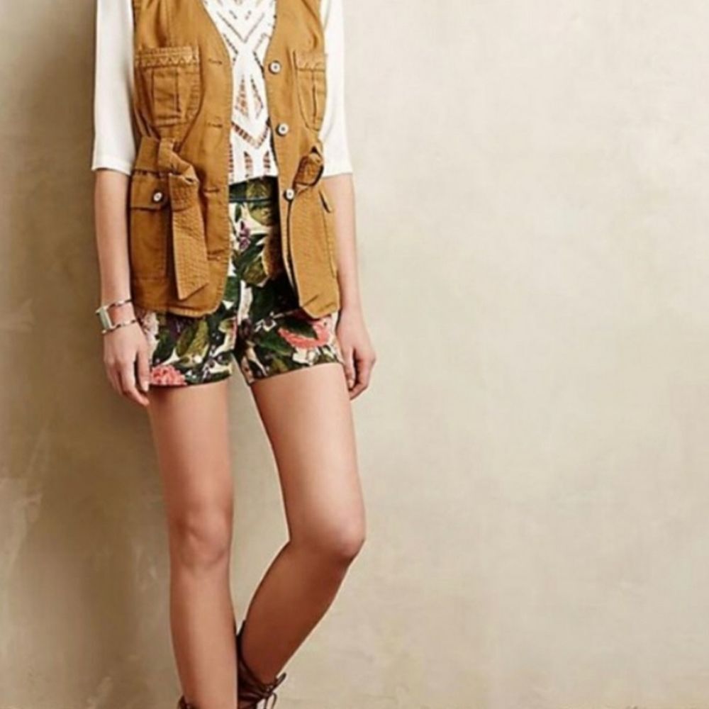 Elevenses Anthropologie Floral Print Cotton Blend Shorts - Picture 3 of 12